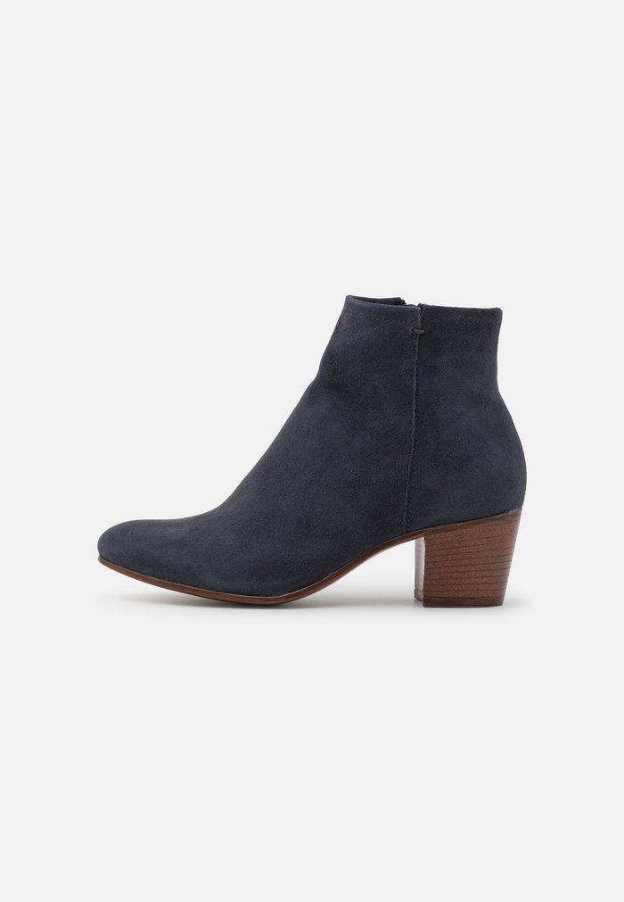 Bottines Anna Field LEATHER Block heel Zip UP Bleu Foncé Femme | BYP-9927951